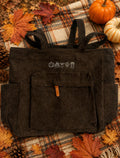 Brown Fall Pumpkin & Coffee Embroidered Tote Bag