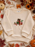 Embroidered Fall Bear Kids Crewnecks