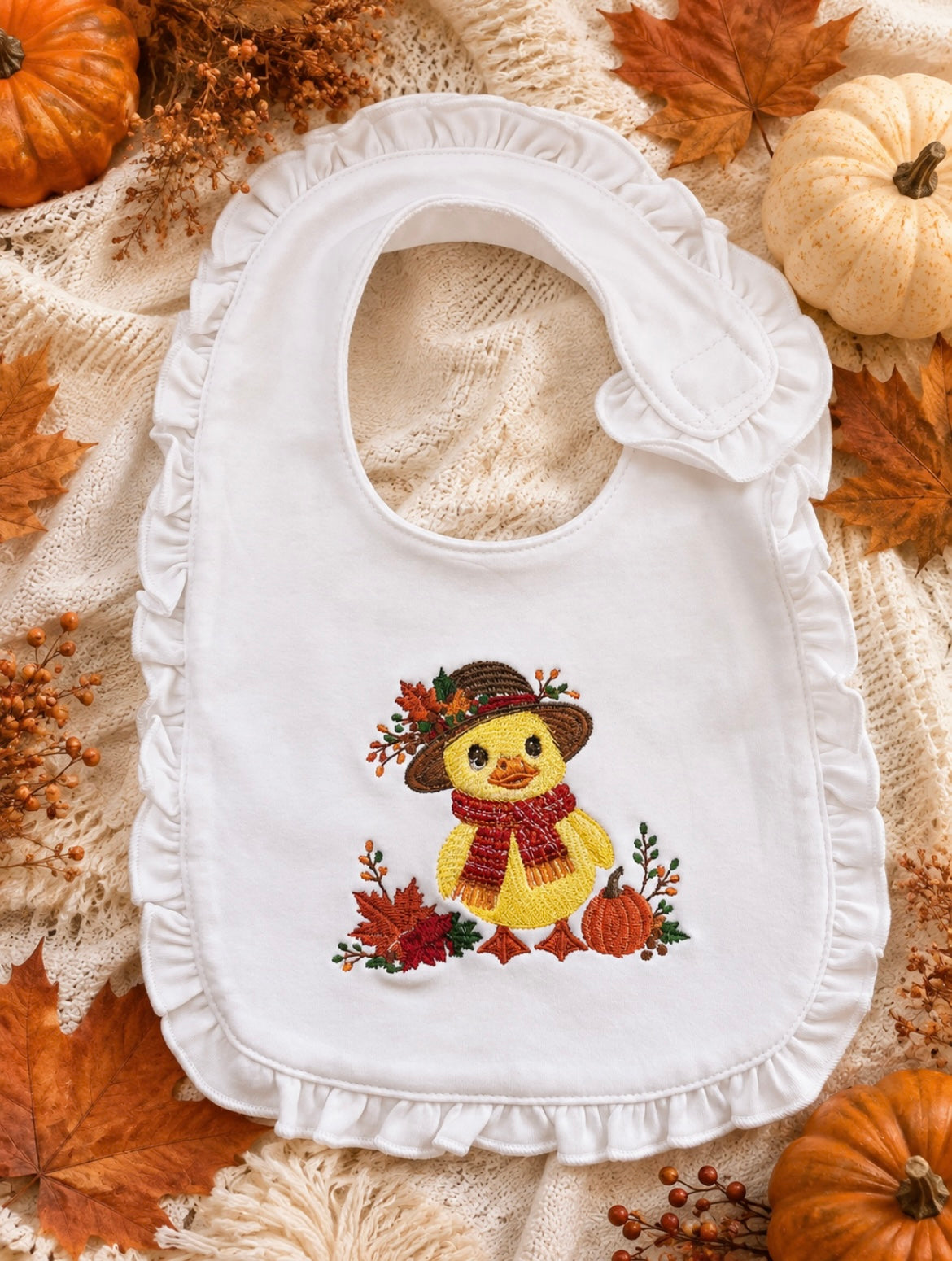 Embroidered Duck Baby Bib