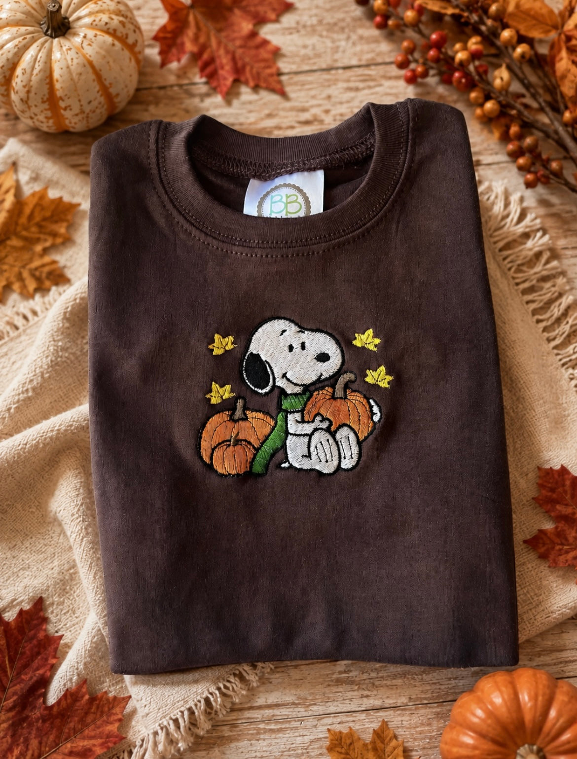 Snoopy Pumpkin Patch Embroidered Kids Shirt