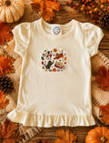 Fall Cat Embroidered Kids T-Shirt