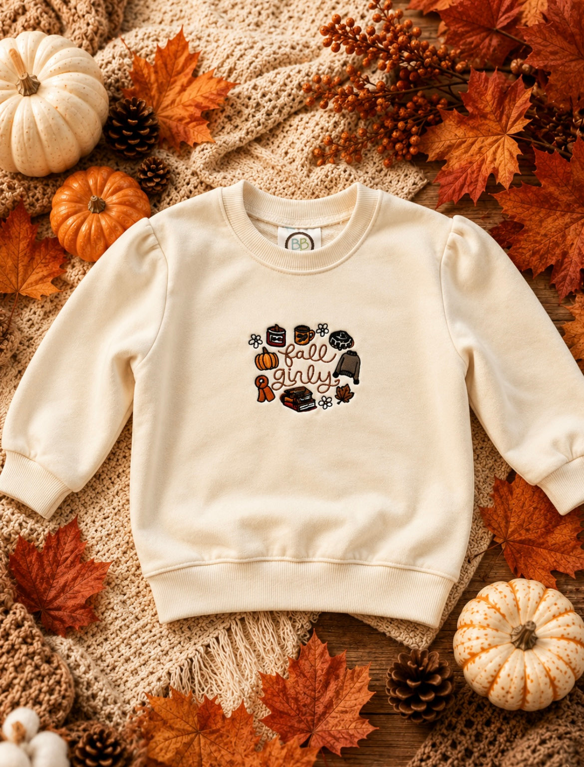 Fall Girly Embroidered Crewneck