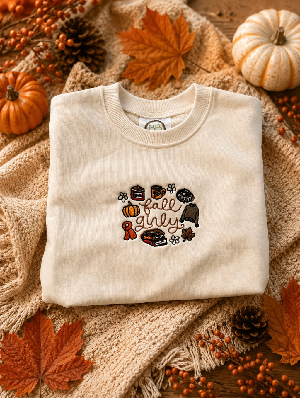 Fall Girly Embroidered Crewneck