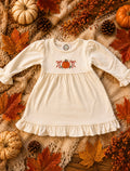Pumpkin Bow Embroidered Fall Dress