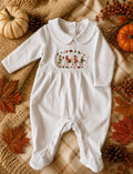 Baby Fall Goose Embroidered Collared Sleeper