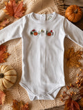 Baby Pumpkin & Floral Embroidered Long Sleeve Onsie