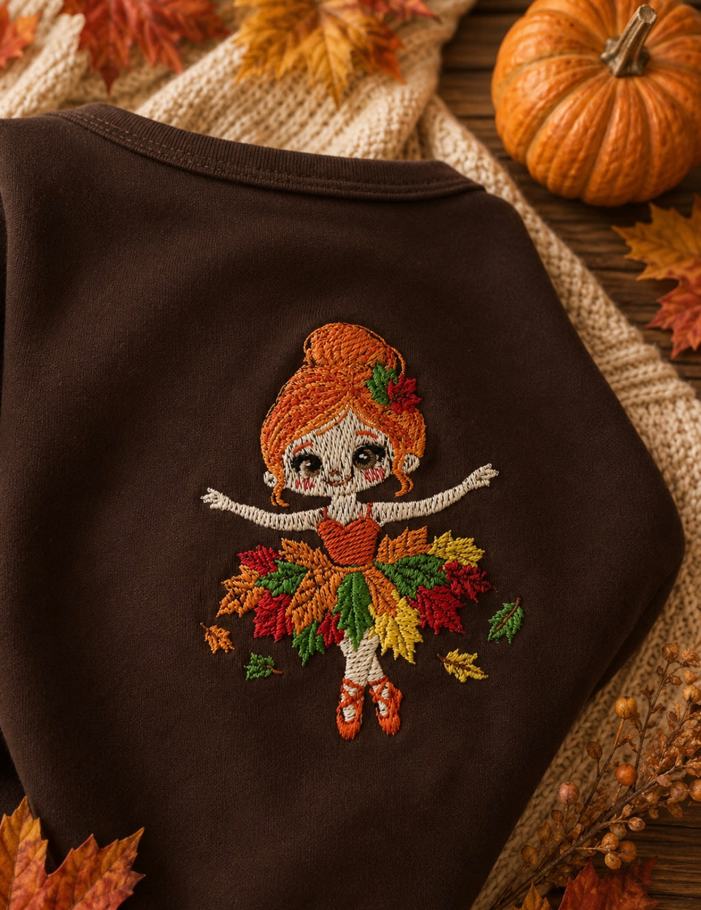 Fall Ballerina Embroidered Ruffle Shirt