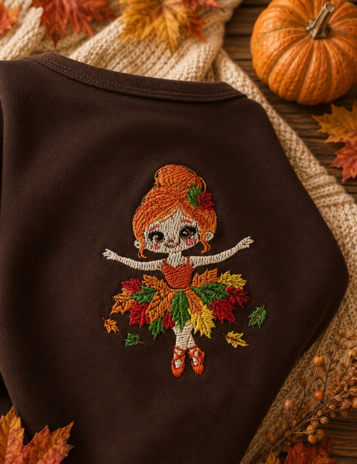 Fall Ballerina Embroidered Ruffle Shirt