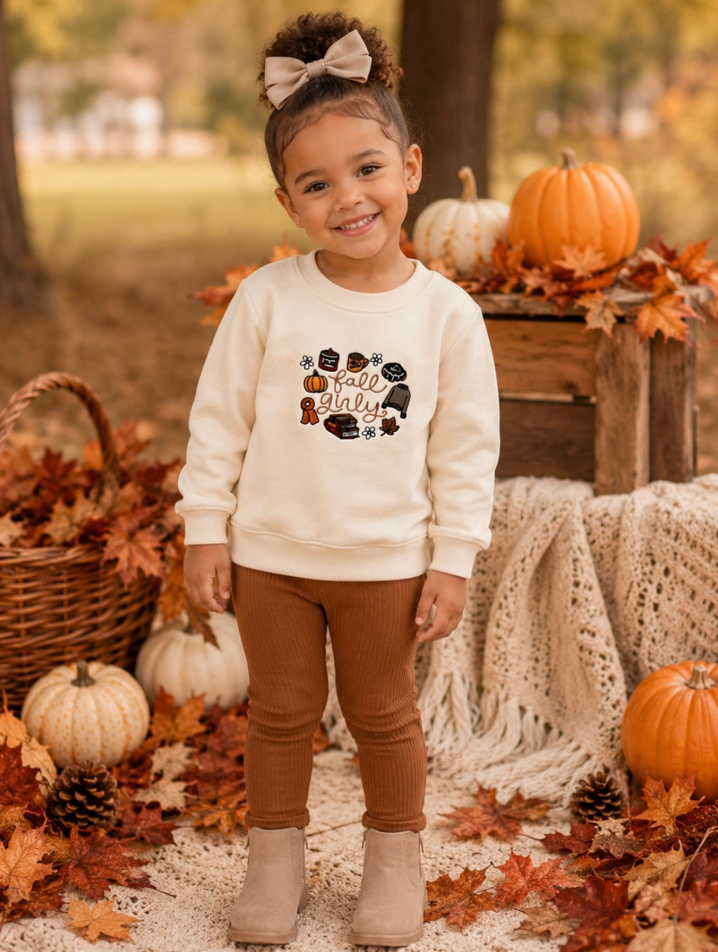 Fall Girly Embroidered Crewneck